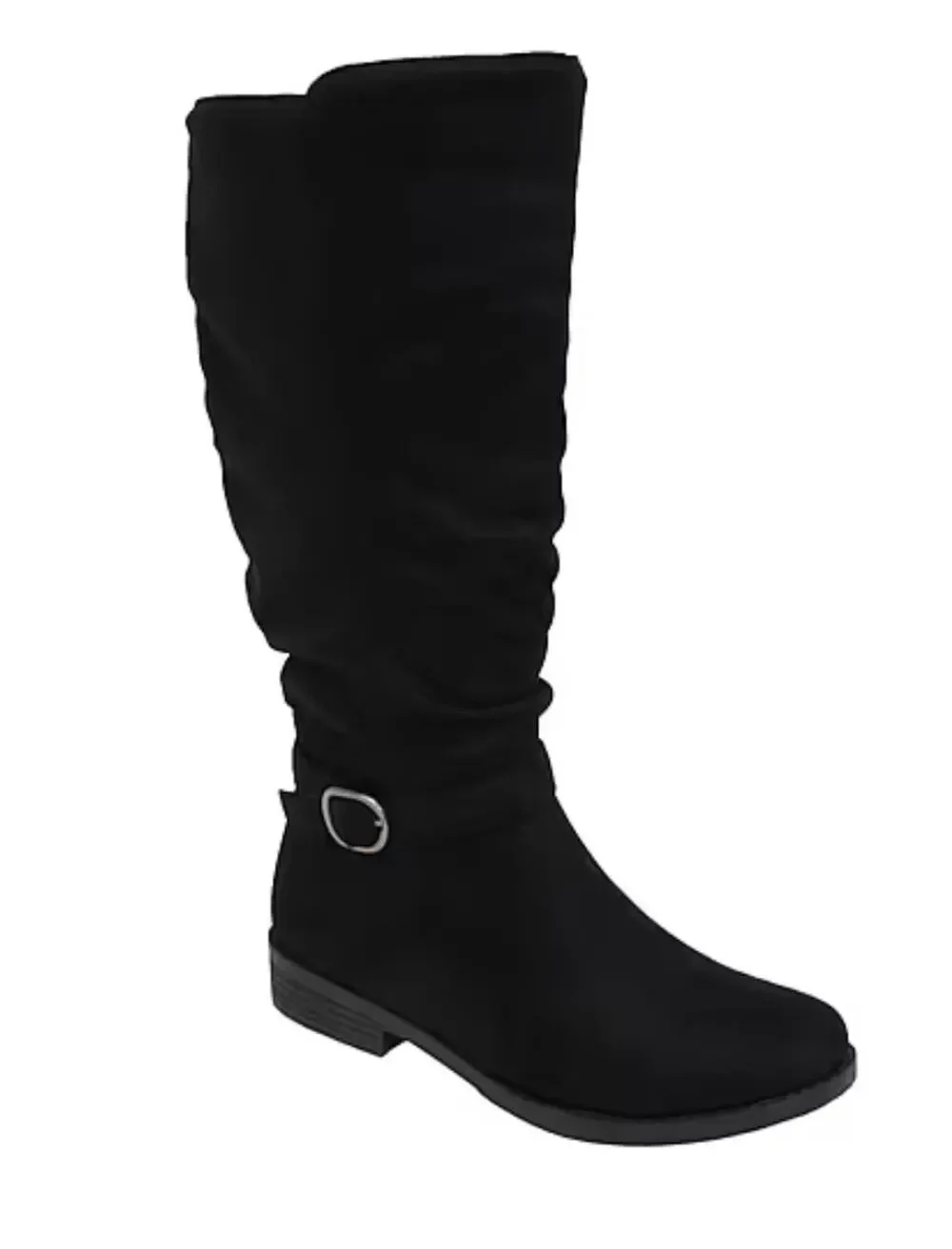 NEW! 10M Pop Chambers Womens Flat Heel Slouch Boots Black Suedelike